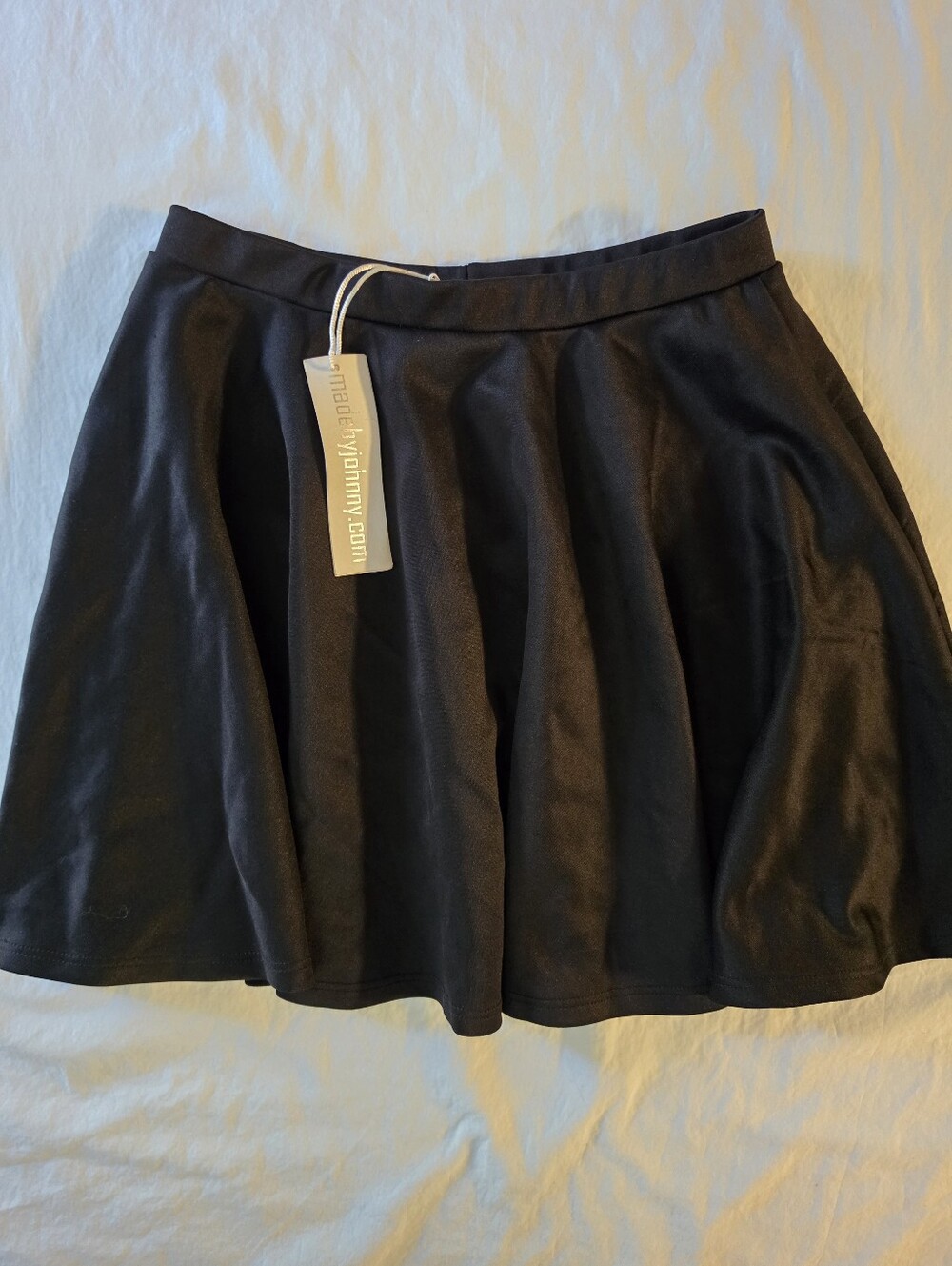 Made by Johnny Black High Stretch Pleated Flared A-Line Skater Mini Skirt M